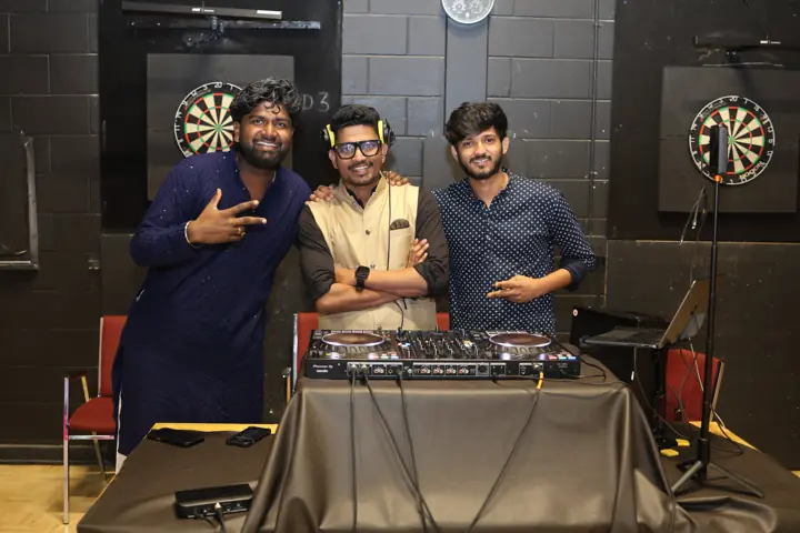 DJ team at the sound desk during the Garba evening