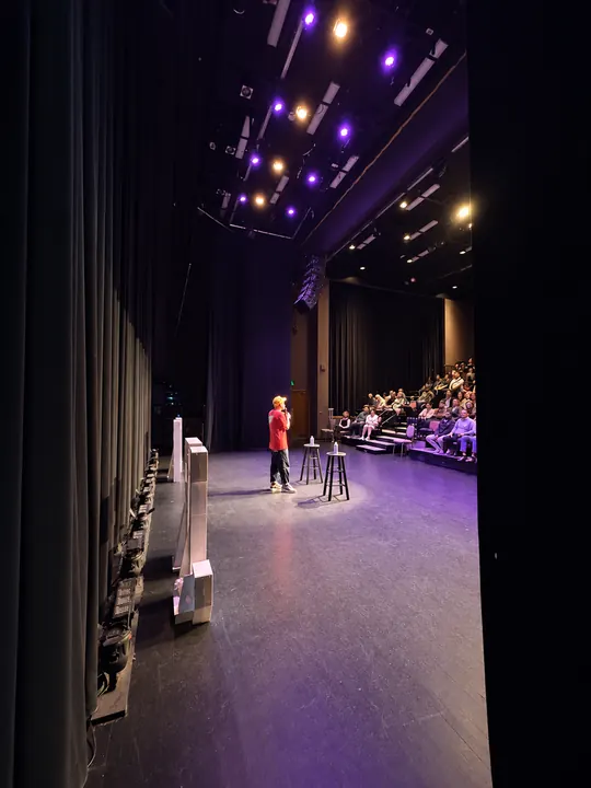 A view from the wings during the stand-up performance